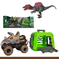Little Story - Kids Toy Pull Back Dinosaur with Cage - Brown