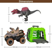 Little Story - Kids Toy Pull Back Dinosaur with Cage - Brown