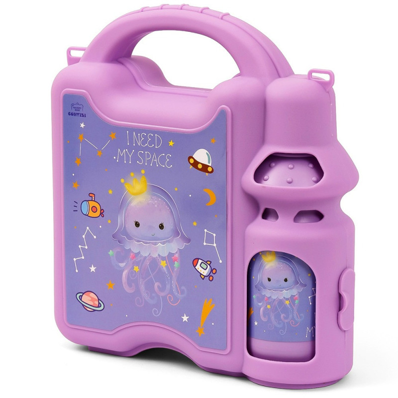 Eazy Kids Lunch Box with Bottle - Purple