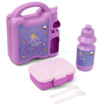 Eazy Kids Lunch Box with Bottle - Purple