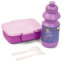 Eazy Kids Lunch Box with Bottle - Purple