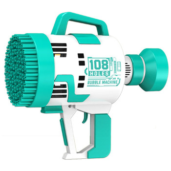 Little Story - 108 Holes Bubble Machine Gun with Light/Bubble Maker for Kids Indoor & Outdoor- Cyan