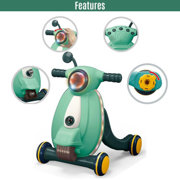Little Story - Multifunctional Baby Walker with Light & Music, Fun & Learning Toy - Green
