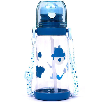 Eazy Kids Water Bottle 600ml with straw - Blue
