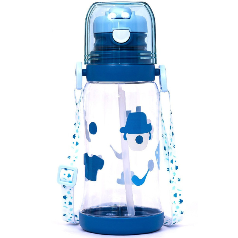 Eazy Kids Water Bottle 600ml with straw - Blue