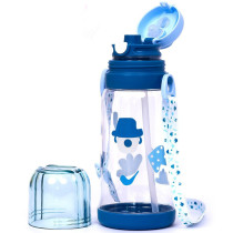Eazy Kids Water Bottle 600ml with straw - Blue