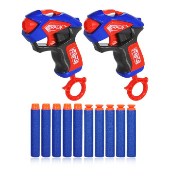 Little Story Kids Manual Mini Bullet Gun with 10 Soft Bullets - Pack of 2 - Blue