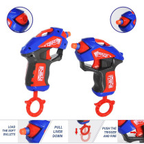 Little Story Kids Manual Mini Bullet Gun with 10 Soft Bullets - Pack of 2 - Blue
