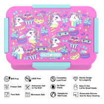 Eazy Kids Lunch Box and Tritan Water Bottle w/ Spray, Unicorn Desert - Pink, 750ml
