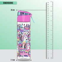 Eazy Kids Lunch Box and Tritan Water Bottle w/ Spray, Unicorn Desert - Pink, 750ml