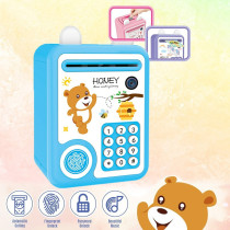 Little Story - Cute Piggy Bank with Fingerprint Lock & Music - Bear Blue