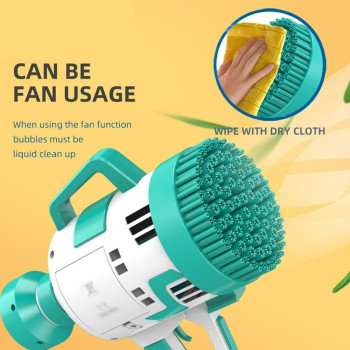 Little Story - 108 Holes Bubble Machine Gun Battery Operated with Light/Bubble Maker for Kids Indoor & Outdoor- Cyan