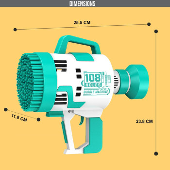 Little Story - 108 Holes Bubble Machine Gun Battery Operated with Light/Bubble Maker for Kids Indoor & Outdoor- Cyan