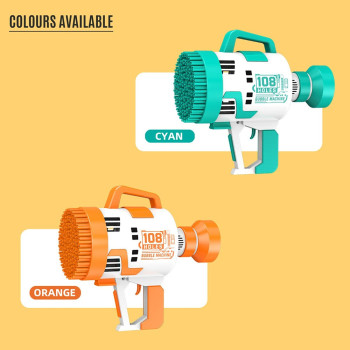 Little Story - 108 Holes Bubble Machine Gun Battery Operated with Light/Bubble Maker for Kids Indoor & Outdoor- Cyan