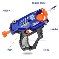 Little Story Kids Manual Bullet Gun with 10pcs Soft Bullets - Blue