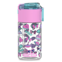 Eazy Kids Tritan Water Bottle w/ Snack Box, Gen Z - Pink, 450ml