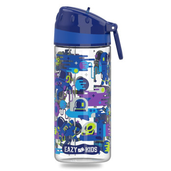 Eazy Kids Tritan Water Bottle w/ Carry handle, Astronauts - Blue, 420ml