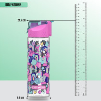 Eazy Kids Tritan Water Bottle w/ 2in1 drinking, Flip lid and Sipper, Unicorn - Pink, 650ml