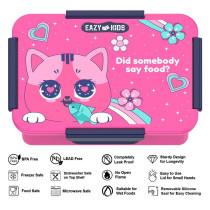 Eazy Kids Lunch Box Set and Tritan Water Bottle w/ Spray, Cat - Pink, 420ml