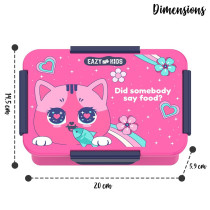 Eazy Kids Lunch Box Set and Tritan Water Bottle w/ Spray, Cat - Pink, 420ml