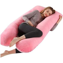 UK+ Pregnancy Pillows for Sleeping - U Shaped Maternity Pillows - Support for Back/Hips/Legs/Belly for Pregnant Women -Pregnancy Full Body Pillow with Velvet Cover(Pink)