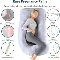 UK+ Pregnancy Pillows for Sleeping - U Shaped Maternity Pillows - Support for Back/Hips/Legs/Belly for Pregnant Women -Pregnancy Full Body Pillow with Velvet Cover(Pink)