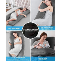 UK+ Pregnancy Pillows for Sleeping - U Shaped Maternity Pillows - Support for Back/Hips/Legs/Belly for Pregnant Women -Pregnancy Full Body Pillow with Velvet Cover(Pink)