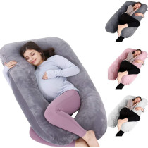 UK+ U-Shaped Pregnancy Pillow, Cotton Full Body Pillow for Pregnant Women Sleeping Support, Velvet Comfortable-light grey