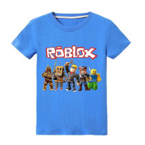 Huasi Roblox Kids Short Sleeve T-Shirt Boys Summer Tee Shirt Crew Neck Top Blue