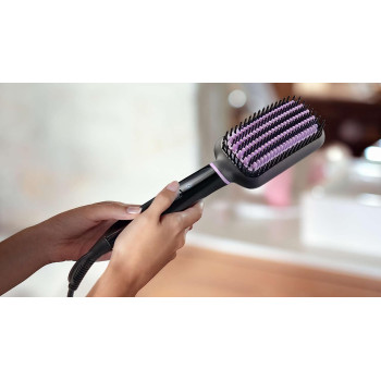 PHILIPS Stylecare Essential Heated Straightening Brush, Extra Large Brush Area, Tourmaline Ceramic Coating, 2 Temperature Settings, 3 Pin, Bhh88003, 2 Years Warranty