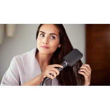PHILIPS Stylecare Essential Heated Straightening Brush, Extra Large Brush Area, Tourmaline Ceramic Coating, 2 Temperature Settings, 3 Pin, Bhh88003, 2 Years Warranty
