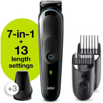 Braun Mgk 3245 All-In-One Trimmer 7-In-1 Beard Trimmer, Hair Clipper, Detail Trimmer, Rechargeable, With Gillette Proglide Razor, Blackblue