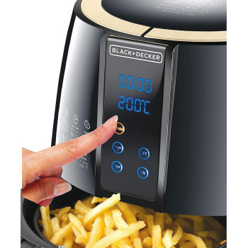 BLACK&DECKER Digital Air Fryer, 1500W, 4L/1.2kg, 360Degree Hot Air Convection Technology, Temperature & Time Controller, Touch Digital Display, Frying Grilling, Roasting & Baking, 2 years warranty, A400-B5