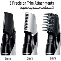 Panasonic Body Trimmer Er Gk60 With 3 Attachments Electric Razor For Men Gentle Skin, Wet And Dry Shaving, Hair Head Body, Silver, Gk60, S423
