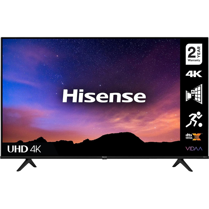 Hisense 43 Inch TV 4K UHD Smart TV, With Dolby Vision HDR, DTS Virtual X, YouTube, Netflix, Freeview Play & Alexa Built-in, Bluetooth & WiFi Black Model 43A6GTUK -1 Year Full Warranty