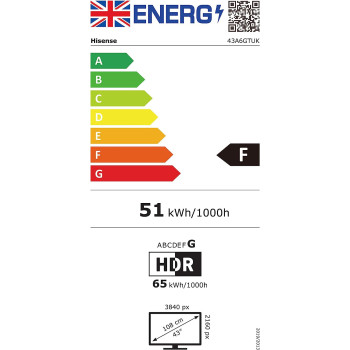 Hisense 43 Inch TV 4K UHD Smart TV, With Dolby Vision HDR, DTS Virtual X, YouTube, Netflix, Freeview Play & Alexa Built-in, Bluetooth & WiFi Black Model 43A6GTUK -1 Year Full Warranty