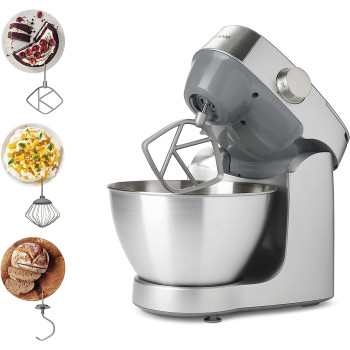 KENWOOD Stand Mixer Kitchen Machine PROSPERO+ 1000W with 4.3L Stainless Steel Bowl, K-Beater, Whisk, Dough Hook KHC29.A0SI Silver