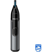 PHILIPS Nose Hair Trimmer, Series 3000 Nose, Ear and Eyebrow Trimmer Showerproof with Protective Guard System, Battery Operated, No pulling Guaranteed NT3650/16, Grey