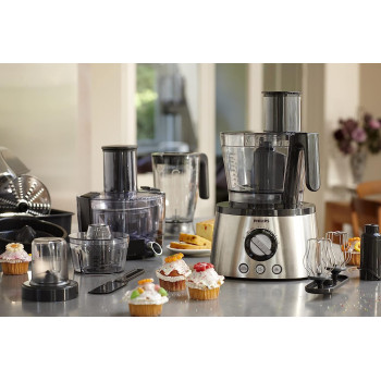 PHILIPS Avance Collection Multifunction Food Processor Hr7778/01, 1300W, Compact 4In1 Setup, 3.4L Bowl With Stainless Steel Disc, 2.2L Blender, Centrifugal Juicer + Citrus Press, Metal Kneading Hook