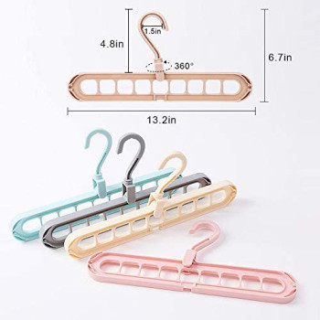 Magic Space Saving Clothes Hangers Multifunctional Smart Closet Organizer Premium Wardrobe Clothing Cascading Hanger 9 Slots, Innovative Design for Heavy Clothes, Shirts Pants Dresses Coats(4 Pack)