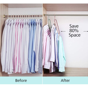 Magic Space Saving Clothes Hangers Multifunctional Smart Closet Organizer Premium Wardrobe Clothing Cascading Hanger 9 Slots, Innovative Design for Heavy Clothes, Shirts Pants Dresses Coats(4 Pack)