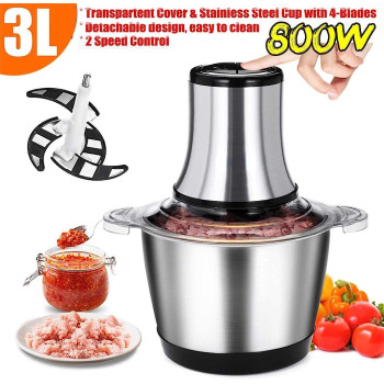 EDCV Meat Mincer 3l 800w Electric Meat Grinder Blender Mincer Mixer Stainless Steel Electric Chopper Automatic Food Processor Machine F09927