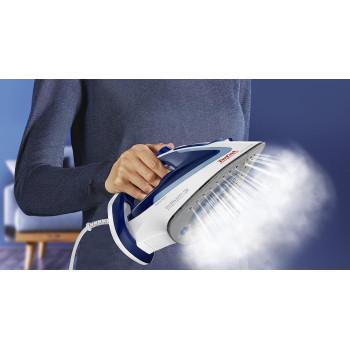 TEFAL Easygliss Durilium Airglide Soleplate Steam Iron, 2400 Watts, Blue/White, FV5715M0, 1 year warranty