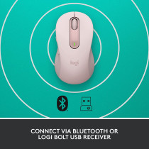 Logitech Signature M650 Wireless Mouse - For Small To Medium Sized Hands, Customizable Side Buttons, Contoured Shape - Rose