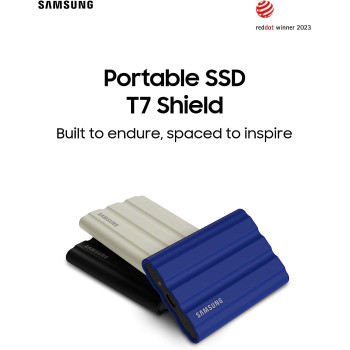 SAMSUNG T7 Shield 2TB, Portable SSD, up-to 1050MB/s, USB 3.2 Gen2, Rugged, IP65 Water & Dust Resistant, for Photographers, Content Creators and Gaming, Extenal Solid State Drive (MU-PE2T0R/WW), Blue