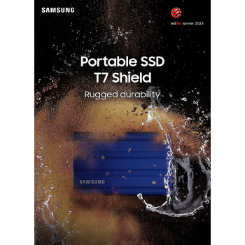 SAMSUNG T7 Shield 2TB, Portable SSD, up-to 1050MB/s, USB 3.2 Gen2, Rugged, IP65 Water & Dust Resistant, for Photographers, Content Creators and Gaming, Extenal Solid State Drive (MU-PE2T0R/WW), Blue