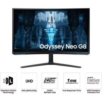 Samsung 32 Inches Odyssey Neo G8 BG850, 4K Curved Gaming Monitor With 240Hz Refresh Rate &1ms Response Time AMD FreeSync Premium Pro Quantum HDR 2000 LS32BG850NMXUE