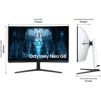 Samsung 32 Inches Odyssey Neo G8 BG850, 4K Curved Gaming Monitor With 240Hz Refresh Rate &1ms Response Time AMD FreeSync Premium Pro Quantum HDR 2000 LS32BG850NMXUE