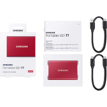 SAMSUNG T7 Portable SSD 500GB - Up to 1050MB/s - USB 3.2 External Solid State Drive, Red (MU-PC500R/AM)