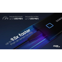 SAMSUNG MU-PC1T0K/WW Portable SSD T7 TOUCH USB 3.2 With Fingerprint And Password Security - 1TB, Black